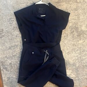 Figs Deep Blue Scrub Ensemble- S Top, M Pant